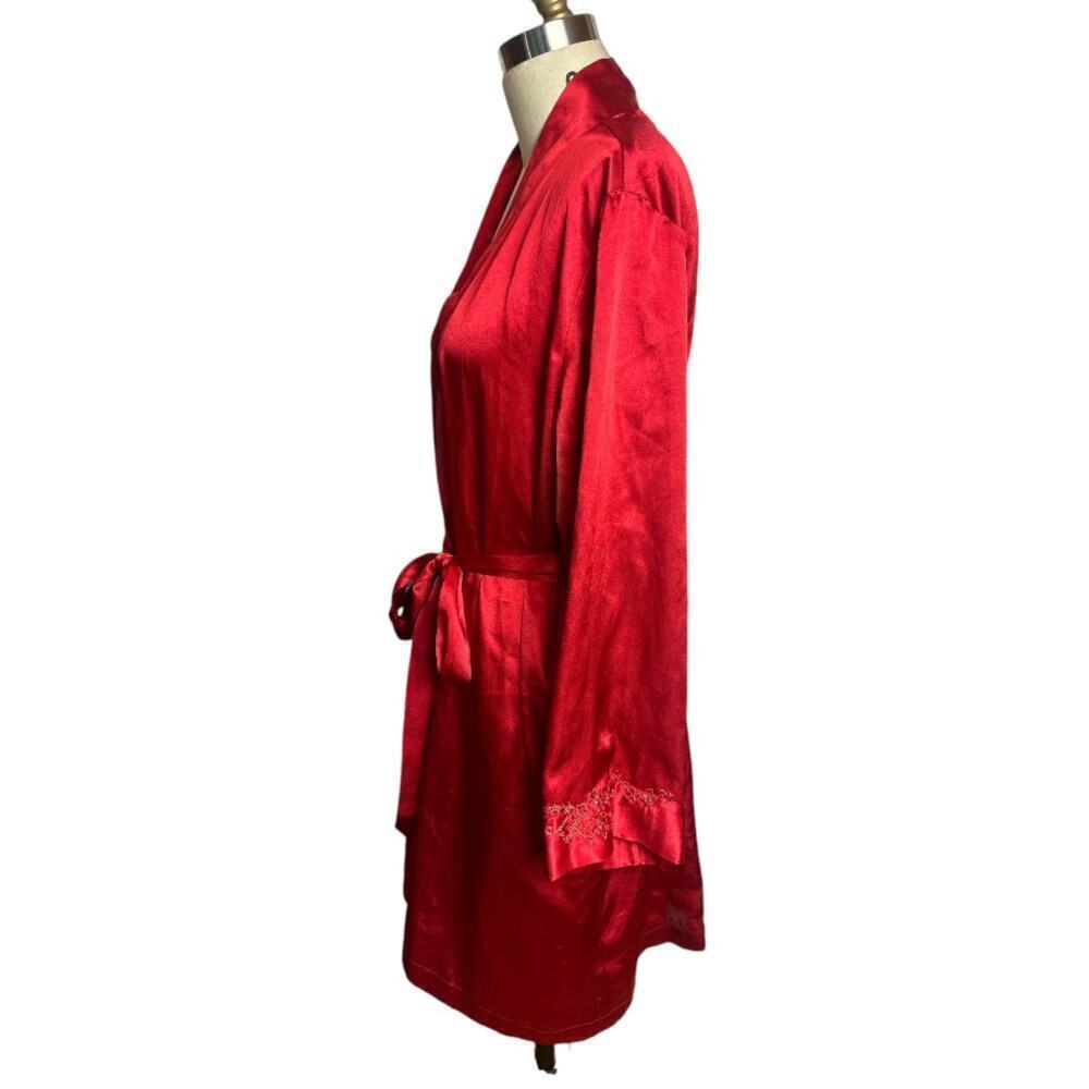 Morgan Taylor Red Faux Silk Robe Women's Size S - Picture 2 of 6